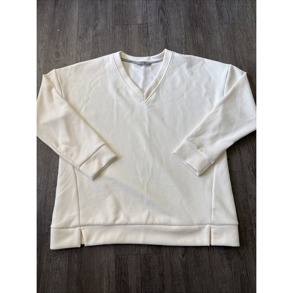 Marc New York Womens White V-Neck Long Sleeve Sweatshirt XXL MWJOH0063C